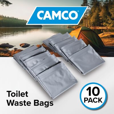 Camco Bucket Toilet Seat with Lid - Converts Standard 5 Gallon Bucket into Portable Toilet for Camping - Convenient Camping Toilet for Hunting & More - Includes 3 RV Toilet Waste Bags (41546)