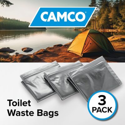 Camco Bucket Toilet Seat with Lid - Converts Standard 5 Gallon Bucket into Portable Toilet for Camping - Convenient Camping Toilet for Hunting & More - Includes 3 RV Toilet Waste Bags (41546)