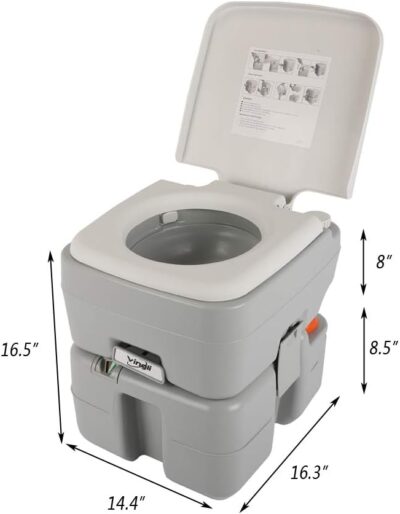 VINGLI Portable 5.3 Gallon Camping Toilet w/Carrying Bag,Large Capacity Tank for Camping,Boat/Truck