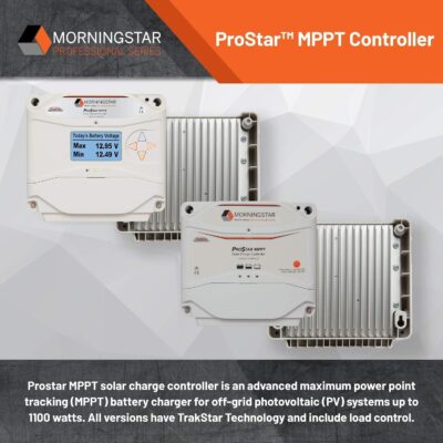 Morningstar Prostar 30A PWM Solar Charge Controller w/ Meter (PS-30M) - Solar Panel Regulator, Supports 12V/24V LA/Lithium Batteries, LVD/Lighting Ctrl, HazLoc Rated, Low Noise - Designed in The USA